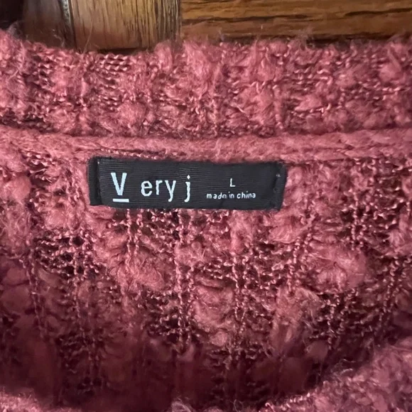 Ladies Very J pullover sweater ragged hem and sleeve ends brick red L - Picture 2 of 2